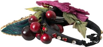 Dolce & Gabbana Womens Red Watermelon Cherry Crystal Hairband Statement Diadem Silk Polyester Nylon Elastane Accessory