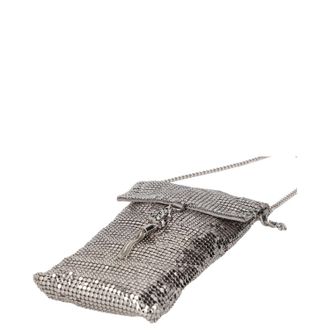 Jimmy Choo London Metallic-Effect Mesh Soft Phone Holder 10x17 cms