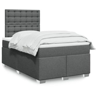 vidaXL Cama Box Spring Con Colch&oacute;n Tela Gris Oscuro 120x190 Cm Vidaxl