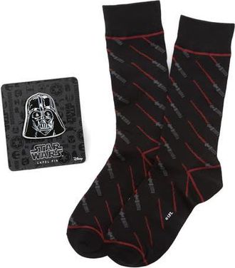 Cufflinks Inc. Lightsaber Crew Socks & Lapel Pin in Black Multi at Nordstrom, Size 10-13