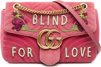 Gucci Pre-owned Gucci Large GG Marmont Matelasse Velvet Embroidered Blind For Love Shoulder Bag Ladies Y5CO4U4VUFEFXGYJ