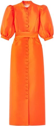 D'Estr&euml;e Paris Amoako satin midi dress - women - Viscose/Silk/Polyester - M - Orange