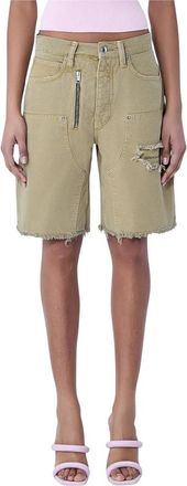 Alexander Wang Gedetailleerde Denim Shorts - Dames - Denim shorts - Beige - W30 - Leer - Korte Broeken