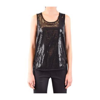 P.A.R.O.S.H. Sleeveless Tops, female, Black, XS, Black Sleeveless Tank-Top for Women