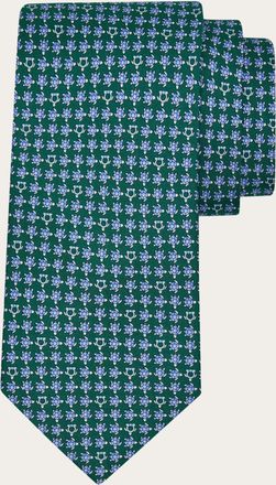 Ferragamo Men Turtles print silk tie Green