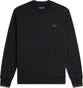 Fred Perry Contrast Crewneck Sweatshirt - Heren - Sweatshirts - Zwart - XS - Hoodies & sweatvesten