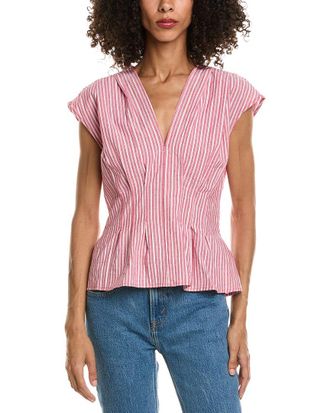 Max Studio V-Neck Front Pleat Top