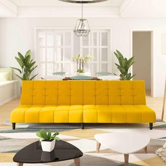 vidaXL Sof&aacute; Cama De 2 Plazas Terciopelo Amarillo Vidaxl