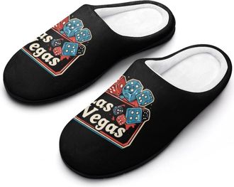 Generic Las Vegas Colorful Dice Funny Mens Slippers Cotton Warm House Shoes Memory Foam Sandals Print Size 7-14