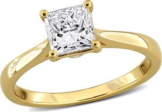Mimi & Max 1ct TW Princess-Cut Lab-Grown Diamond Solitaire Engagement Ring with Side Accents in Sterling Silver