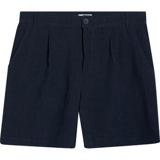 Percival Pleated Linen Shorts in Navy at Nordstrom, Size 30