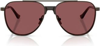Ferrari 59mm Pilot Sunglasses in Gunmetal Shiny/red Contrast at Nordstrom