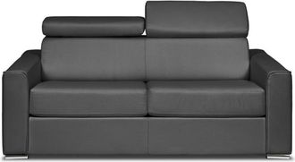 VENTE-UNIQUE.COM Sofá cama 100% piel 3 plazas gris 196x223cm