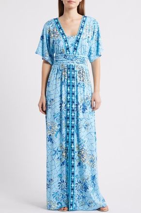 Lilly Pulitzer Lauralai Maxi Dress in Bellevue Blue Breakers Beach at Nordstrom, Size 00