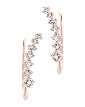 Sterling Forever Graduated CZ Crawler Earrings-Rose Gold