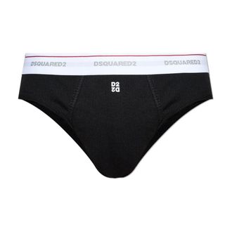 Dsquared2 Bottoms, male, Black, Size: 2XL Ribbed Briefs With Logo
