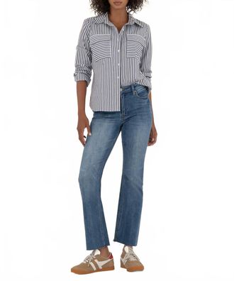 Kut from the Kloth Kelsey High Rise Ankle Flare Jeans In Medium Blue