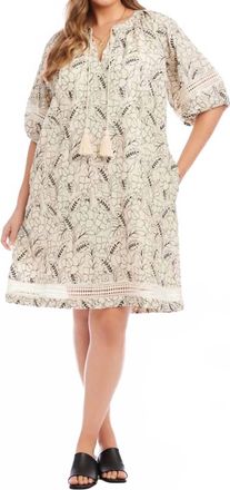 Karen Kane Puff Sleeve Tassel Dress - Plus In Cream