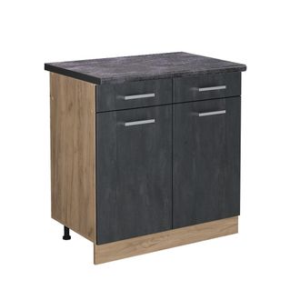 Vicco Mueble Bajo De Cocina R-line, Hormig&oacute;n Negro, 80 Cm Et Antracita