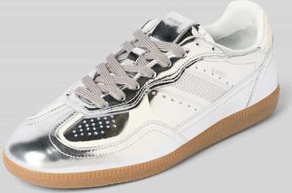 Alohas Sneaker aus Leder im Metallic-Look in Silber, Größe 37