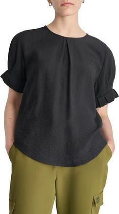 DKNY Crinkle Texture Short Sleeve Top in Black at Nordstrom Rack, Size Xx-Small