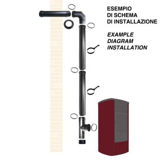 MBM Kit Tubi Stufa A Pellet Canna Fumaria Dn 80 Tubo Acciaio Smaltato Nero 600 Ce Made In Italy Porcellanata Md0