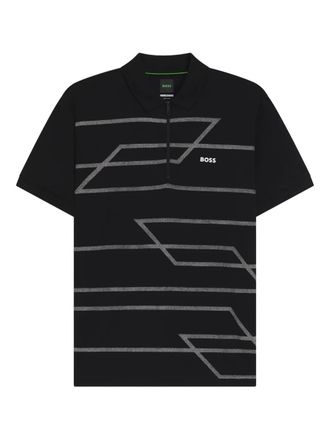 BOSS Poloshirt met geometrische print - Zwart