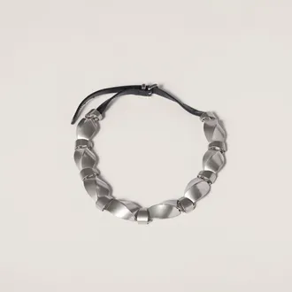 Miu Miu Metal and leather necklace