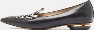 Nicholas Kirkwood Black/white Leather Beya Zigzag Pointed Toe Ballet Flats