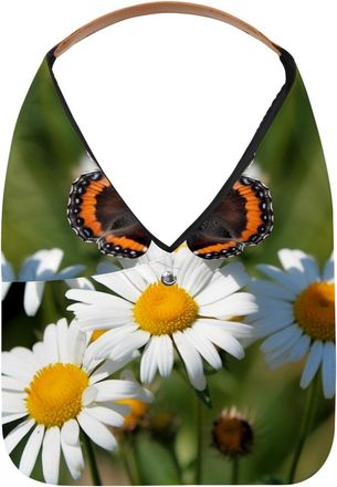 Generic Butterflies Daisies Flower (1) Reusable Lightweight Grocery Bags - Foldable Into Compact Pouch, Washable & Sturdy, Multipurpose for Shopping and Trave