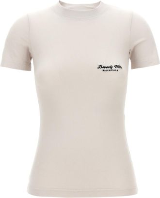 Balenciaga White Logo Embroidery T-shirt