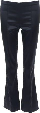 The Row Black Satin Pintuck Bootcut Trousers Pant