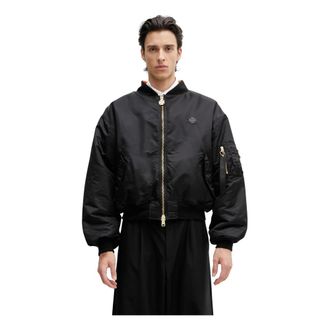 VETEMENTS Jassen, Heren, Zwart, M, Nylon, Leren Kruisen Bomberjack