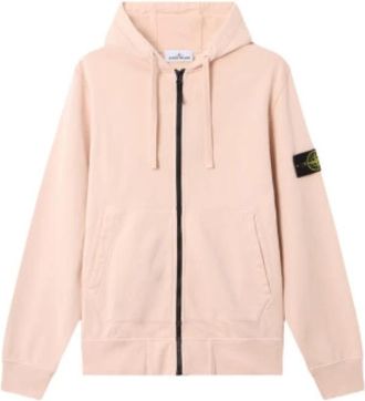 Stone Island Zip-through Hoodie - Heren - Vesten met rits - Roze - XL - Katoen - Hoodies & sweatvesten