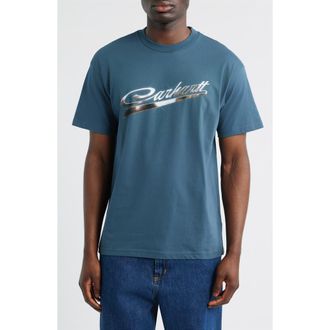 Carhartt Work in Progress Vroooom Organic Cotton Graphic T-Shirt in Office Blue at Nordstrom, Size Xx-Large