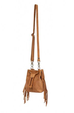 Penelope Chilvers Womens Mini Fringe Suede Bag In Tan