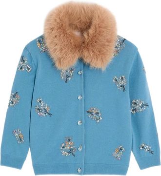 Valentino Garavani embroidered wool cardigan - Blue