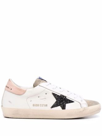 Golden Goose Super Star Leather Upper And Heel Suede Toe Glitter Star Shoes