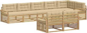 vidaXL Conjunto De Sof&aacute;s De Exterior 8 Uds. Y Beige Poli&eacute;ster Vidaxl