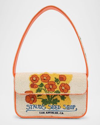 Staud Tommy Beaded Flap Shoulder Bag