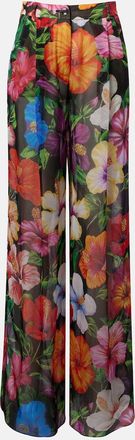 Dolce & Gabbana Pantalones anchos de chif&oacute;n de seda florales