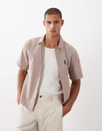 Abercrombie & Fitch Camicia oversize a maniche corte rosa a quadri micro