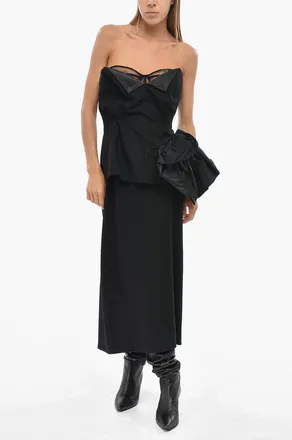 Maison Margiela MM0 Virgin Wool Fitted Dress with Bodice and Sweetheart Neckline Maison Margiela
