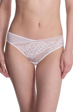 Natori Flora Lace Bikini Panty in White at Nordstrom, Size X-Large