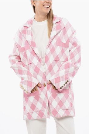 Balmain Oversized Coat With Gingham Pattern size 40