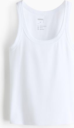 H&M Geripptes Cooling Tanktop in Slim Fit - Weiss
