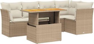 vidaXL Juego De Sof&aacute;s Jard&iacute;n Con Cojines 5 Pzas Rat&aacute;n Sint&eacute;tico Beige Vidaxl