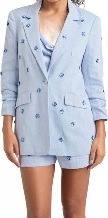 Cinq à Sept Linen Suiting Pearl Ditsy Kylie Blazer In Blue Hydrangea