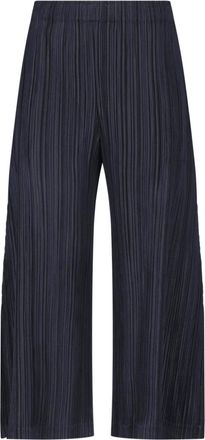 Pleats Please Issey Miyake Wide-Leg Pleated Pants With Elastic Waistband And Side Pockets
