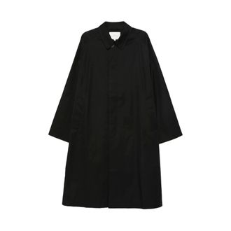 STUDIO NICHOLSON Single-Breasted Coats, male, Blue, L, Navy Button-Up Coat